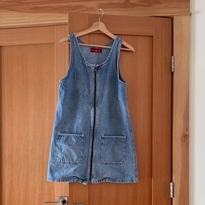 Denim Zip-Front Midi Dress in Light Blue